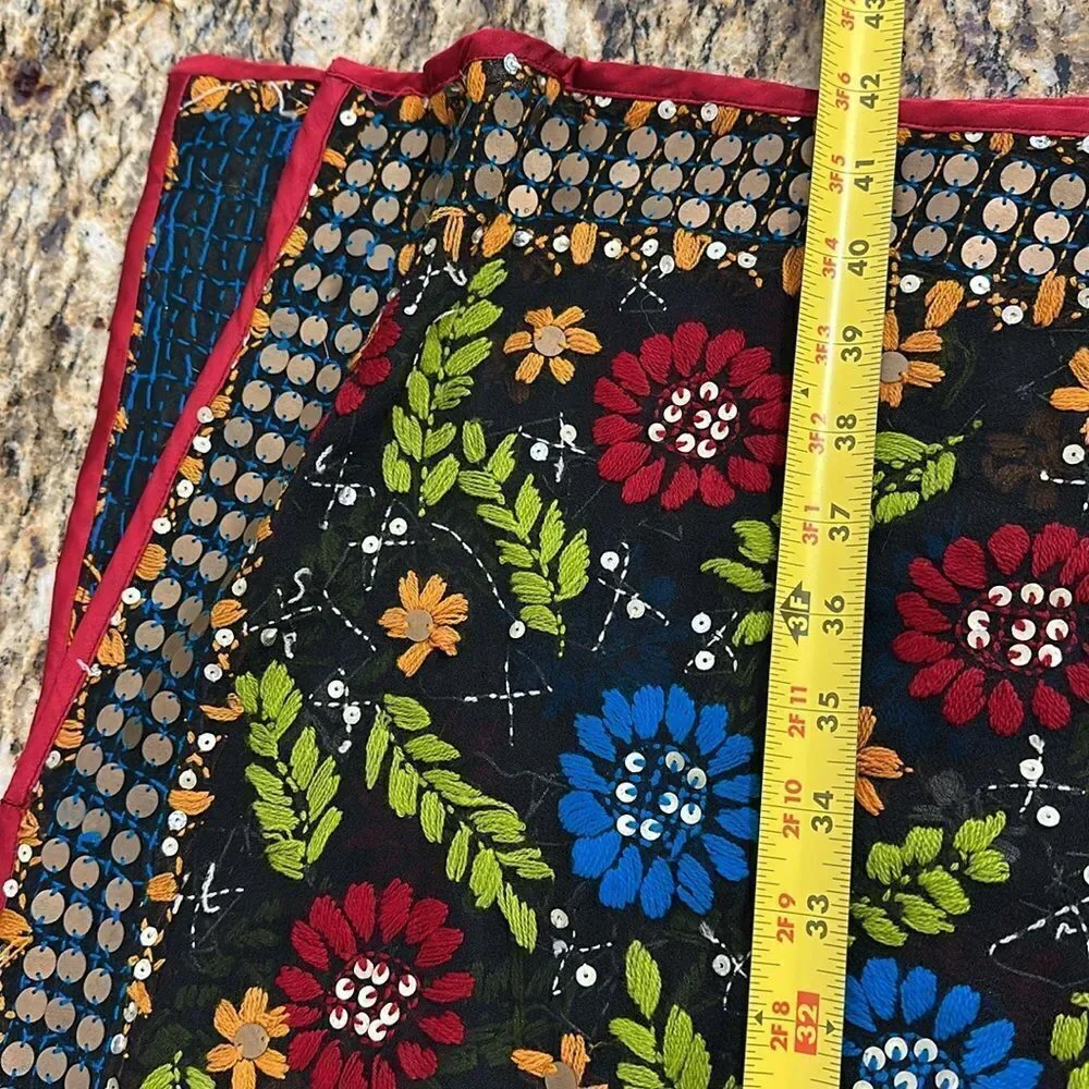 Burlingtons Colorful Floral Print V-neck Kaftan Midi Dress One Size